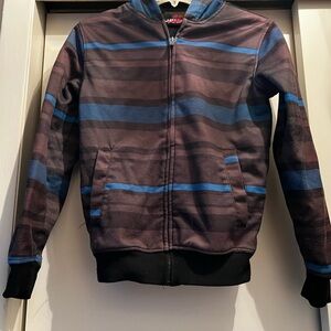 Boys Medium 10/12 Tony Hawk Black and Blue Striped Hoodie skateboard